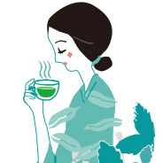 お茶を飲む女性イラスト
