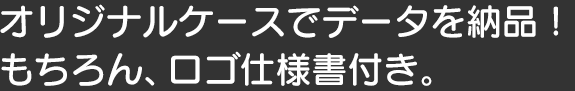 オリジナルケースでデータを納品！もちろん、ロゴ仕様書付き。